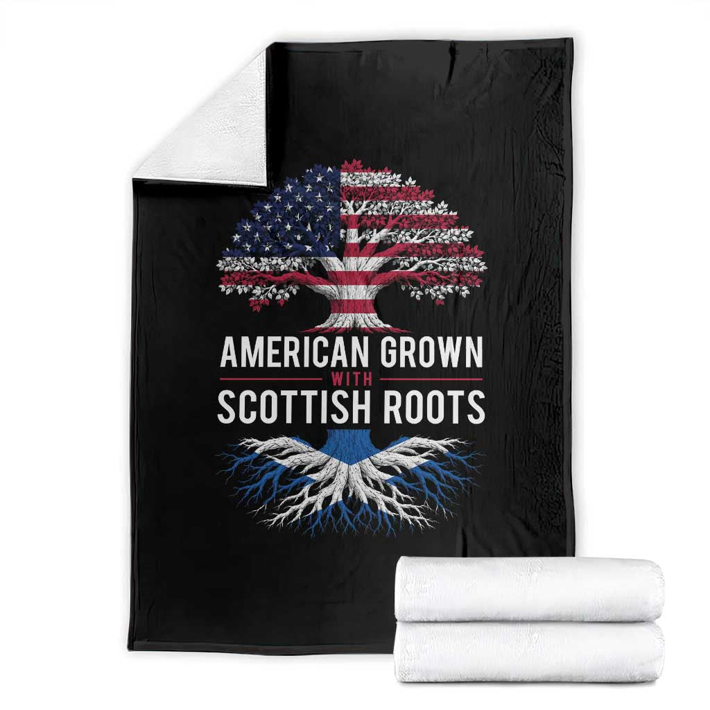 American Grown With Scottish Roots Throw Blanket Family Heritage USA Scotland Pride Gift