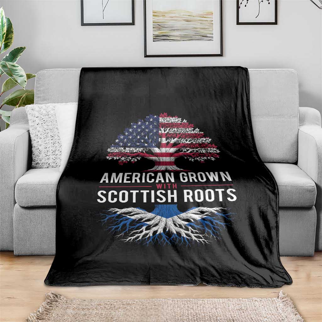 American Grown With Scottish Roots Throw Blanket Family Heritage USA Scotland Pride Gift