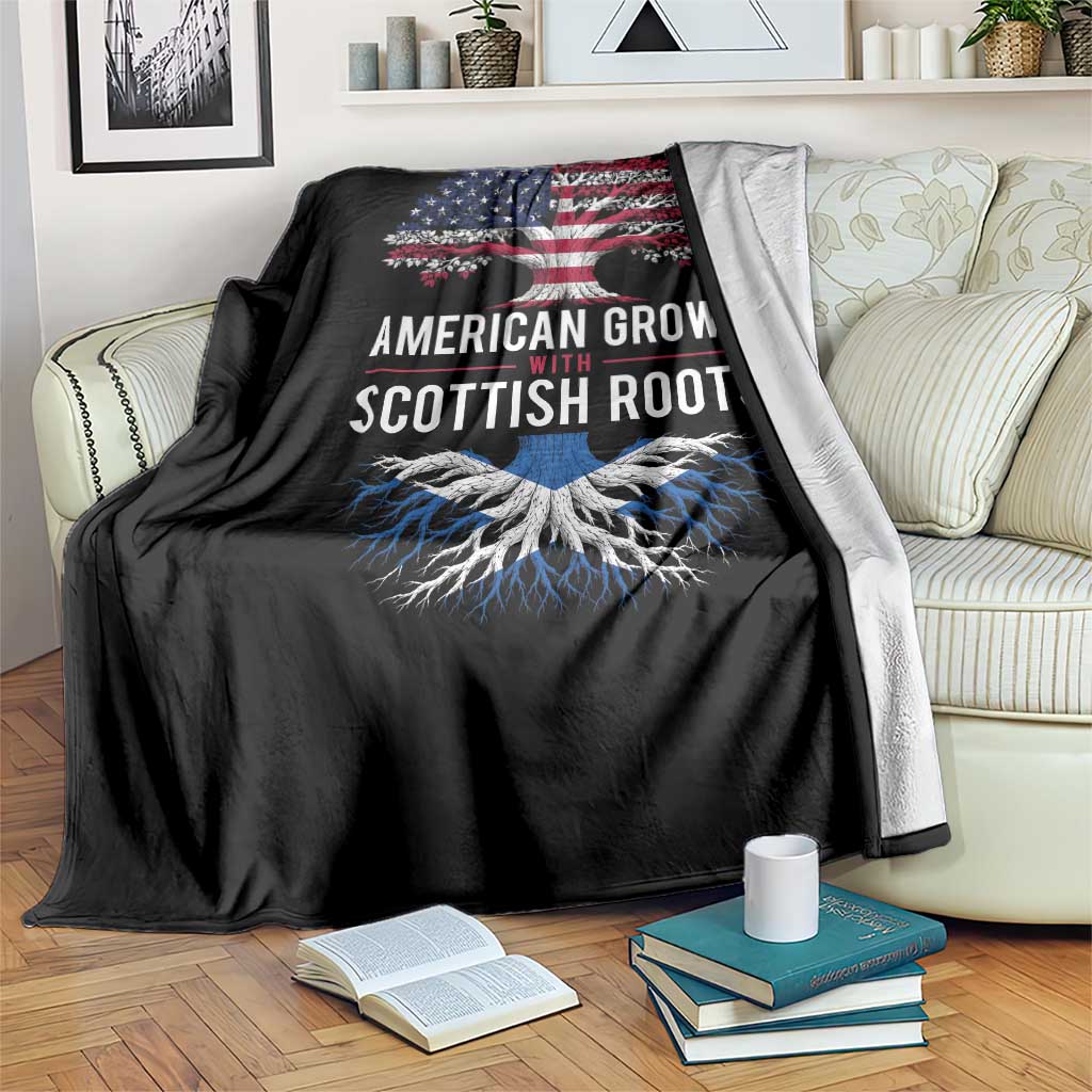 American Grown With Scottish Roots Throw Blanket Family Heritage USA Scotland Pride Gift