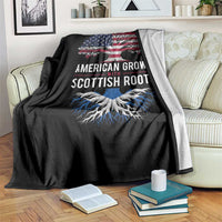 American Grown With Scottish Roots Throw Blanket Family Heritage USA Scotland Pride Gift
