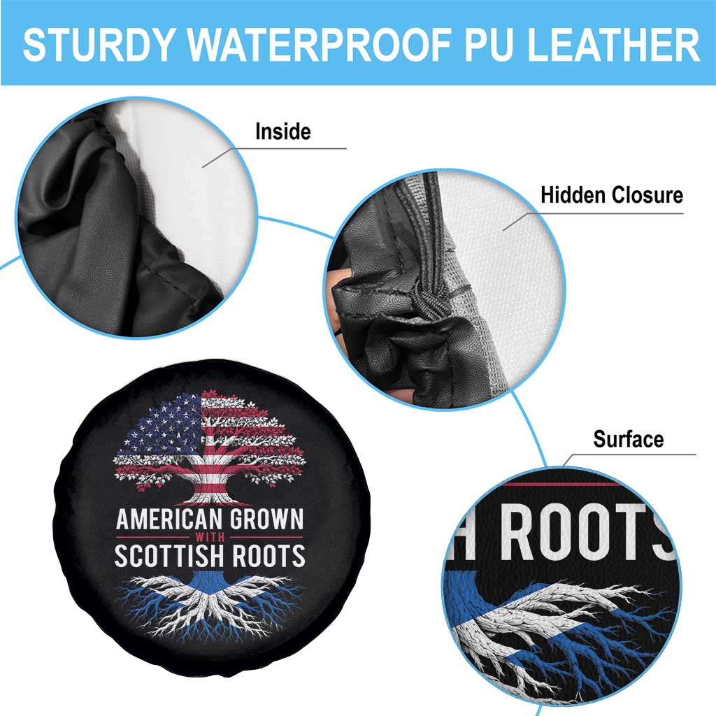 American Grown With Scottish Roots Spare Tire Cover Family Heritage USA Scotland Pride Gift