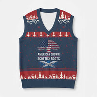 American Grown With Scottish Roots V-Neck Knit Sweater Vest Family Heritage USA Scotland Pride Gift