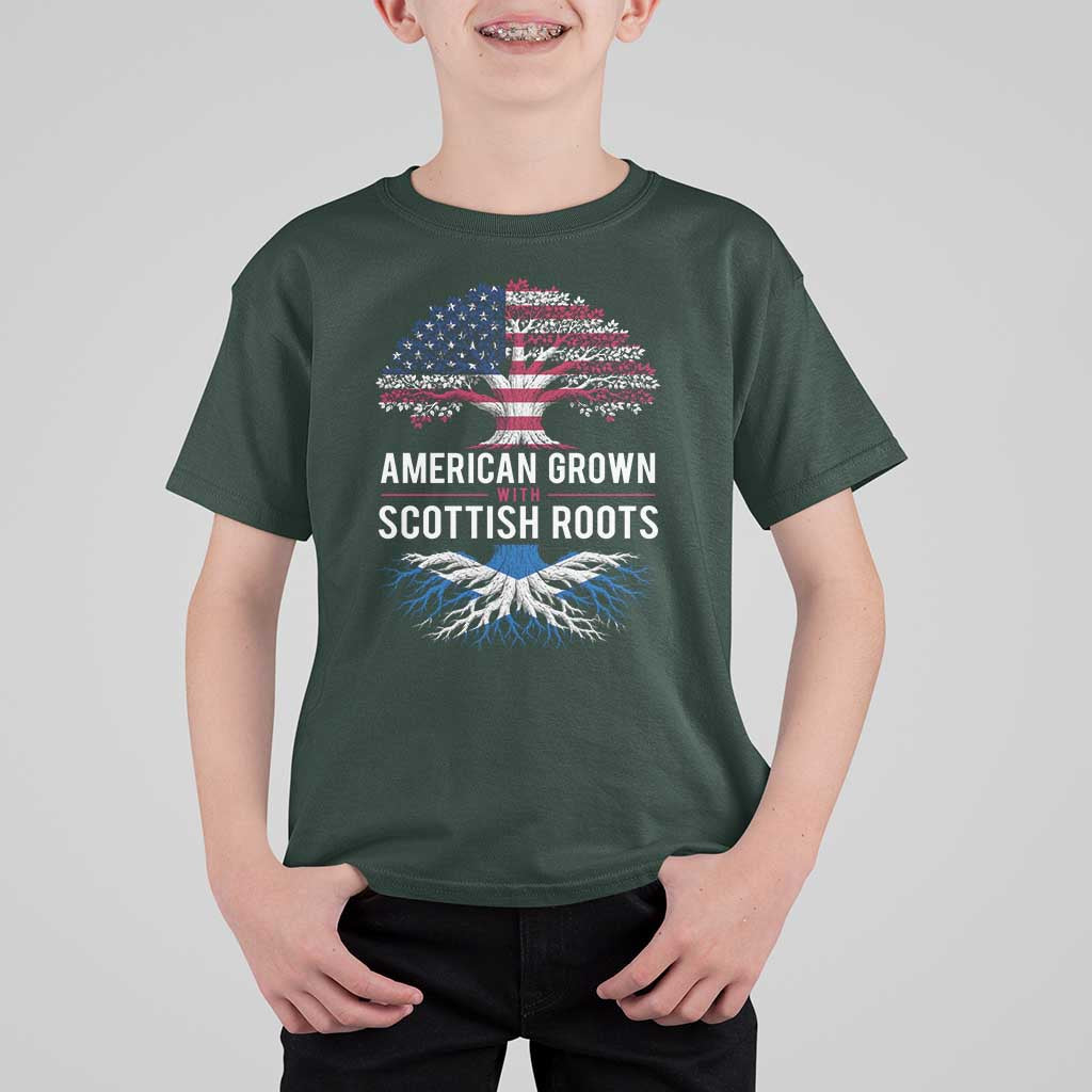 American Grown With Scottish Roots T Shirt For Kid Family Heritage USA Scotland Pride Gift