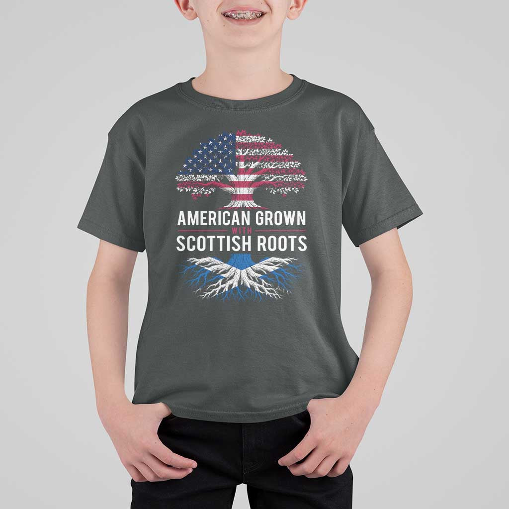 American Grown With Scottish Roots T Shirt For Kid Family Heritage USA Scotland Pride Gift