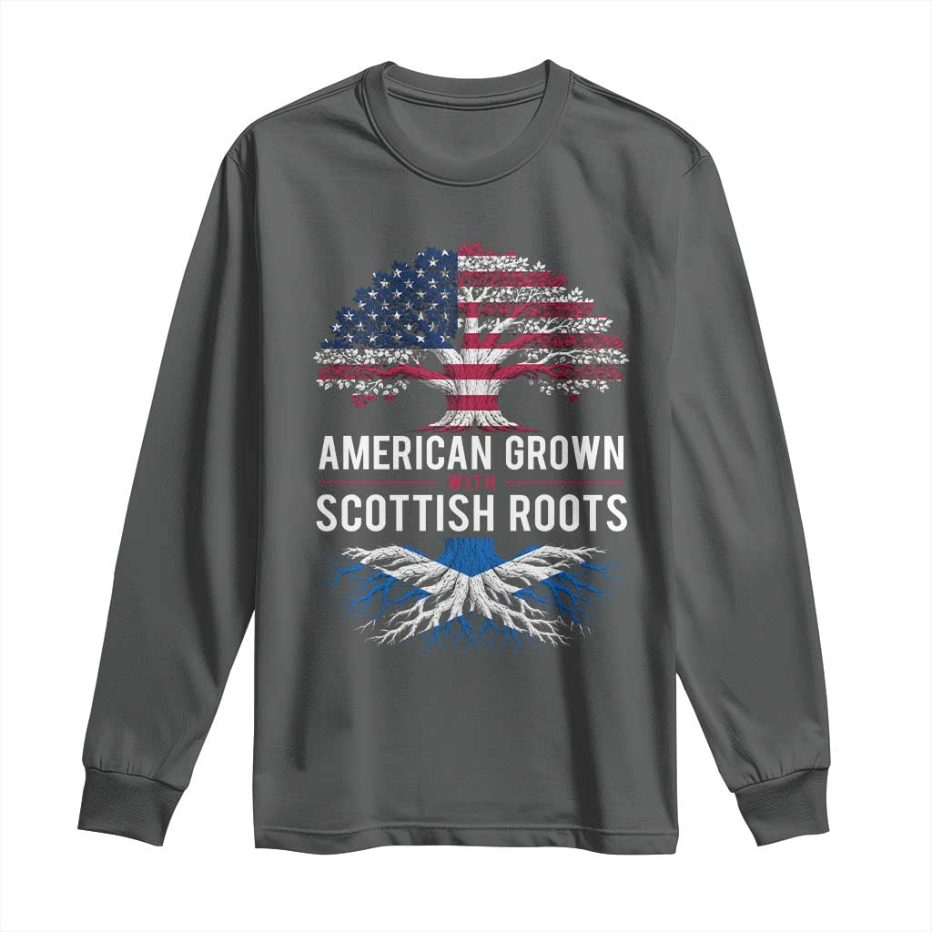American Grown With Scottish Roots Long Sleeve Shirt Family Heritage USA Scotland Pride Gift