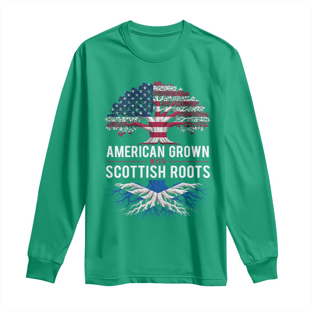American Grown With Scottish Roots Long Sleeve Shirt Family Heritage USA Scotland Pride Gift