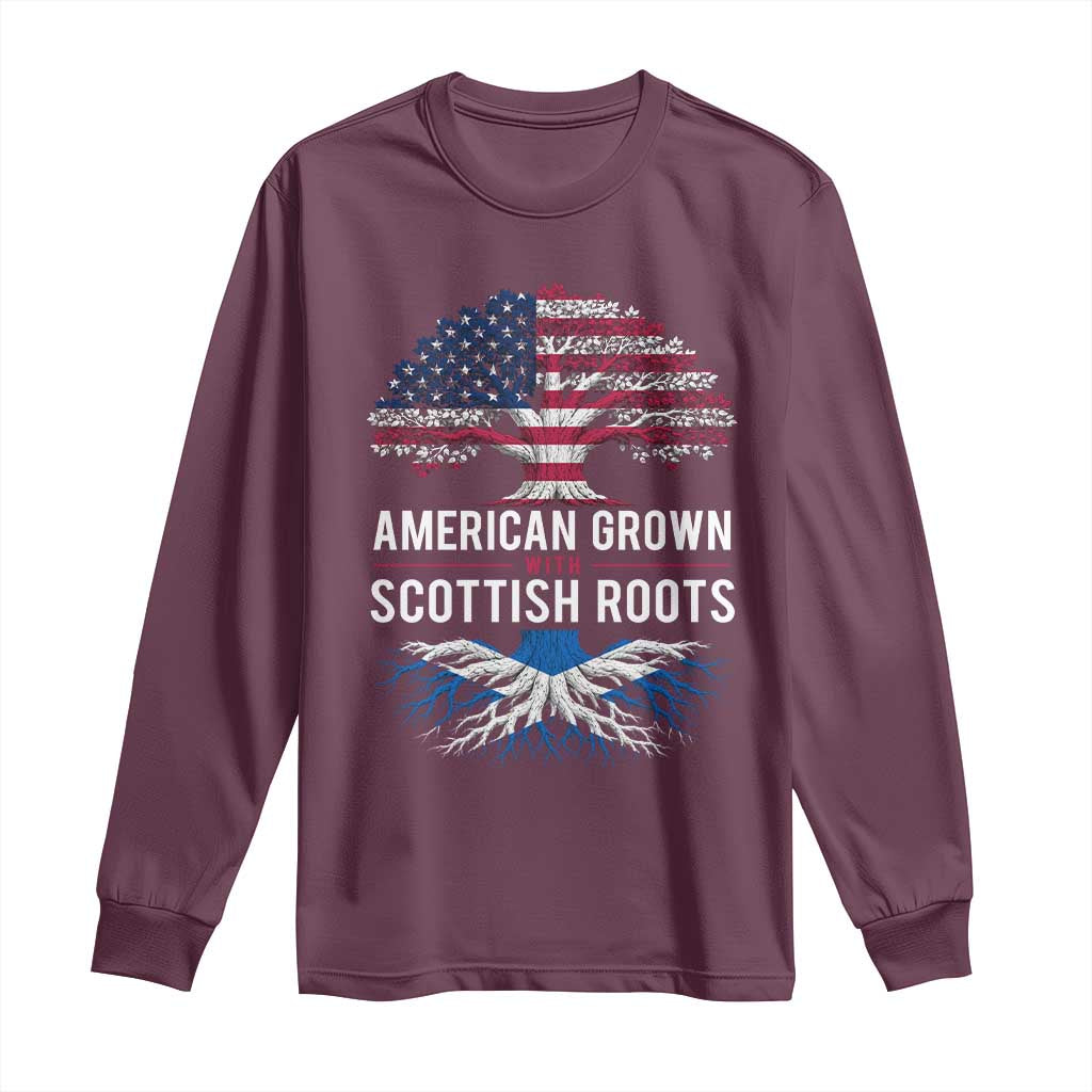 American Grown With Scottish Roots Long Sleeve Shirt Family Heritage USA Scotland Pride Gift