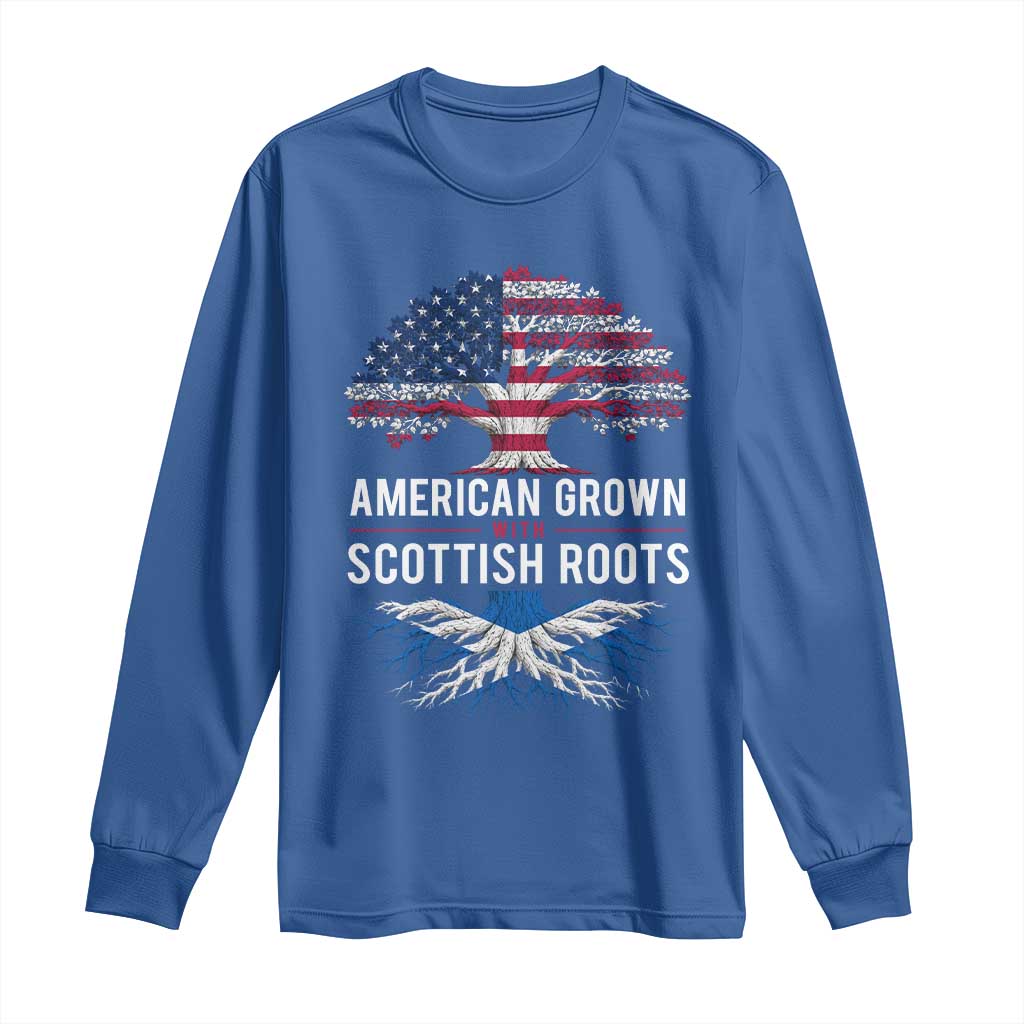 American Grown With Scottish Roots Long Sleeve Shirt Family Heritage USA Scotland Pride Gift