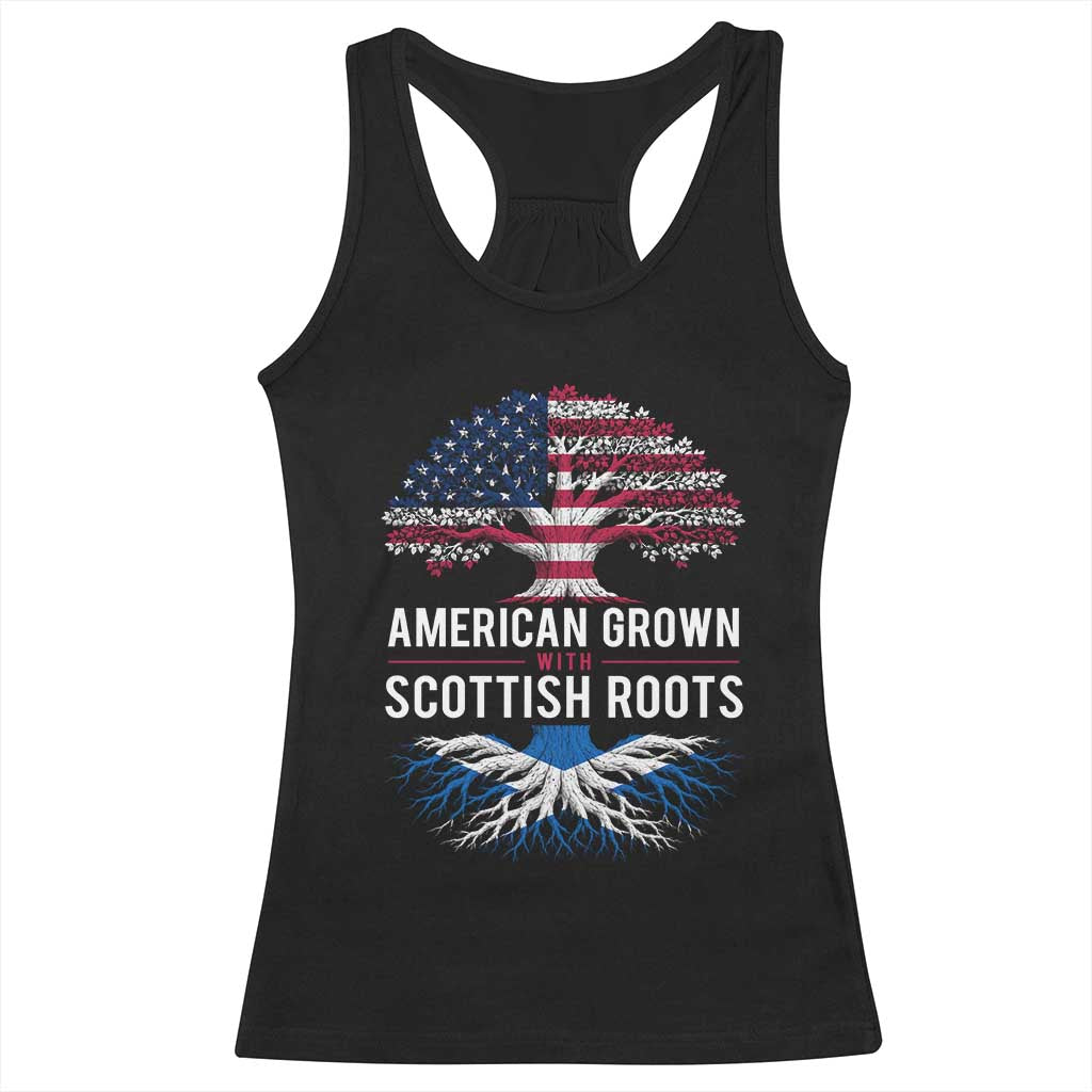 American Grown With Scottish Roots Racerback Tank Top Family Heritage USA Scotland Pride Gift