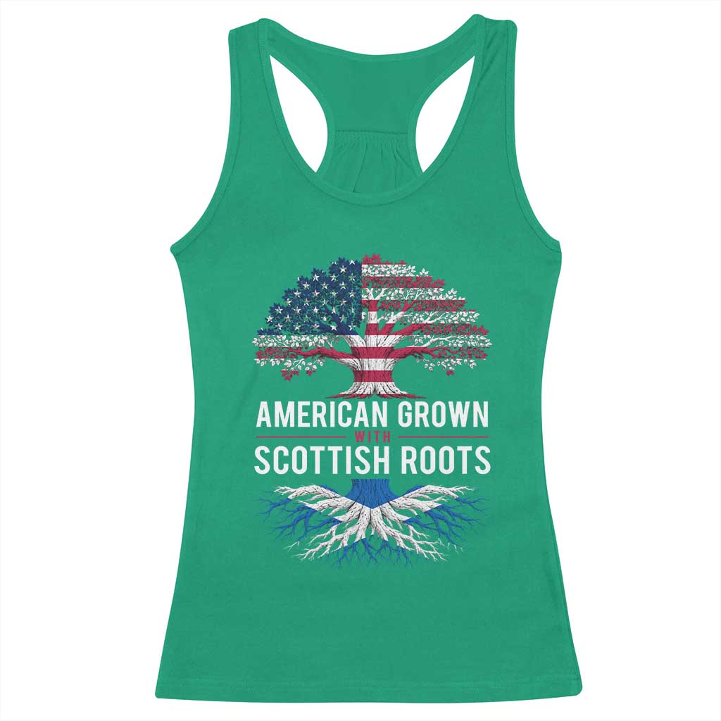 American Grown With Scottish Roots Racerback Tank Top Family Heritage USA Scotland Pride Gift