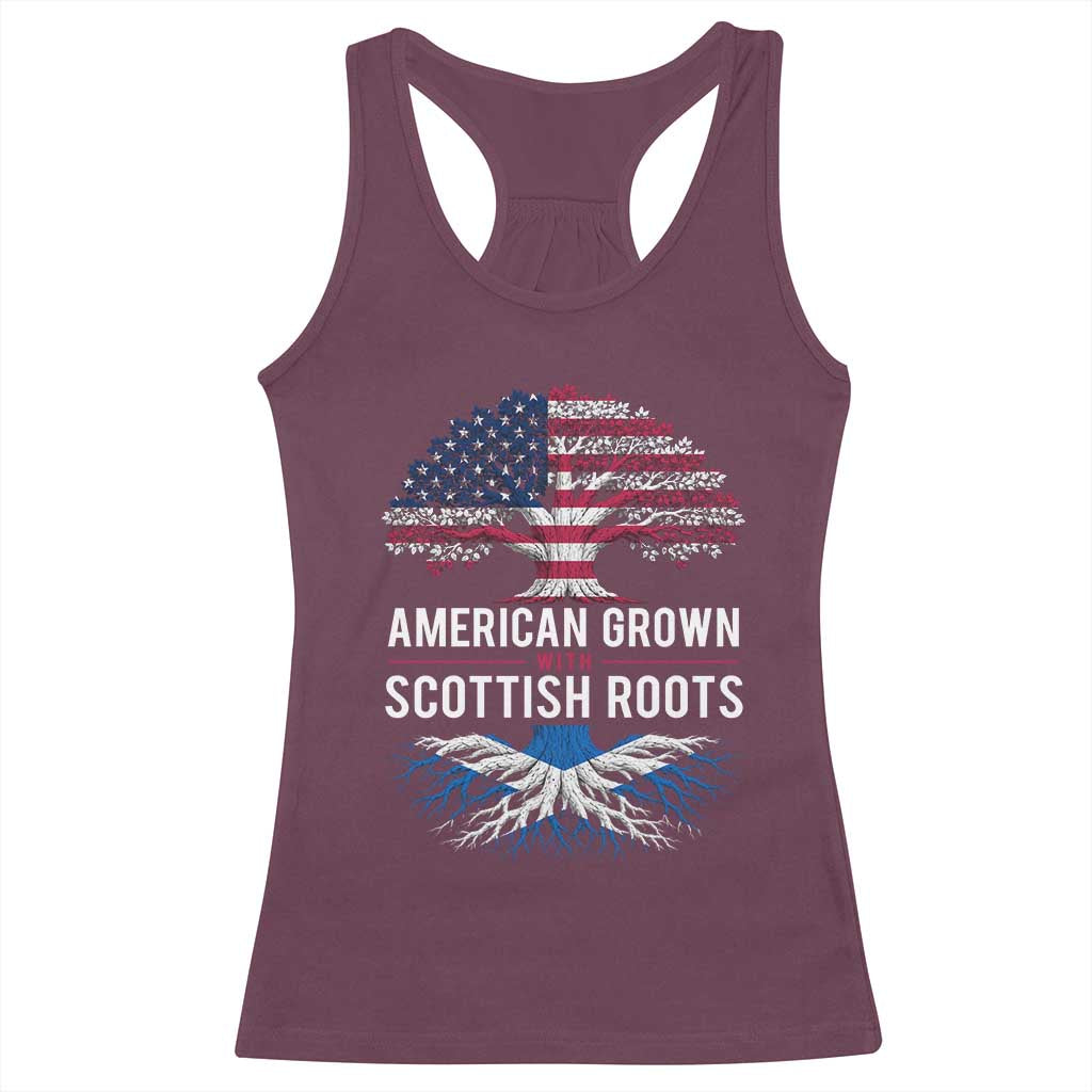 American Grown With Scottish Roots Racerback Tank Top Family Heritage USA Scotland Pride Gift