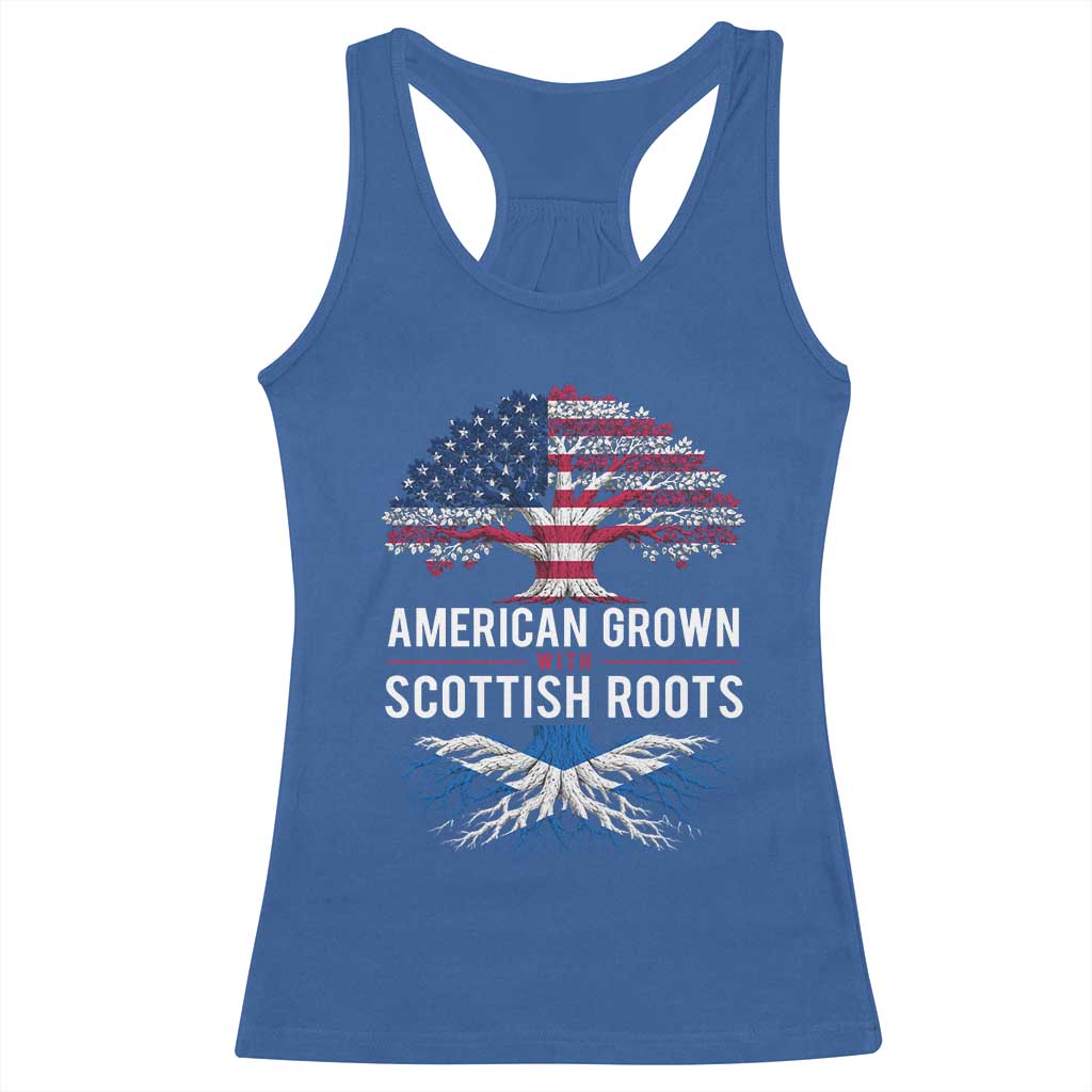 American Grown With Scottish Roots Racerback Tank Top Family Heritage USA Scotland Pride Gift