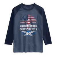 American Grown With Scottish Roots Raglan Shirt Family Heritage USA Scotland Pride Gift