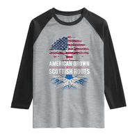 American Grown With Scottish Roots Raglan Shirt Family Heritage USA Scotland Pride Gift