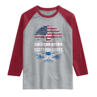 American Grown With Scottish Roots Raglan Shirt Family Heritage USA Scotland Pride Gift