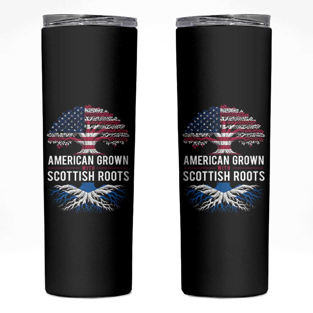 American Grown With Scottish Roots Skinny Tumbler Family Heritage USA Scotland Pride Gift