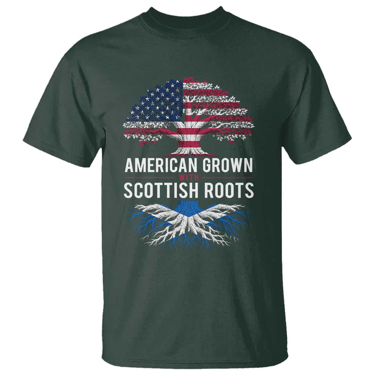 American Grown With Scottish Roots T Shirt Family Heritage USA Scotland Pride Gift