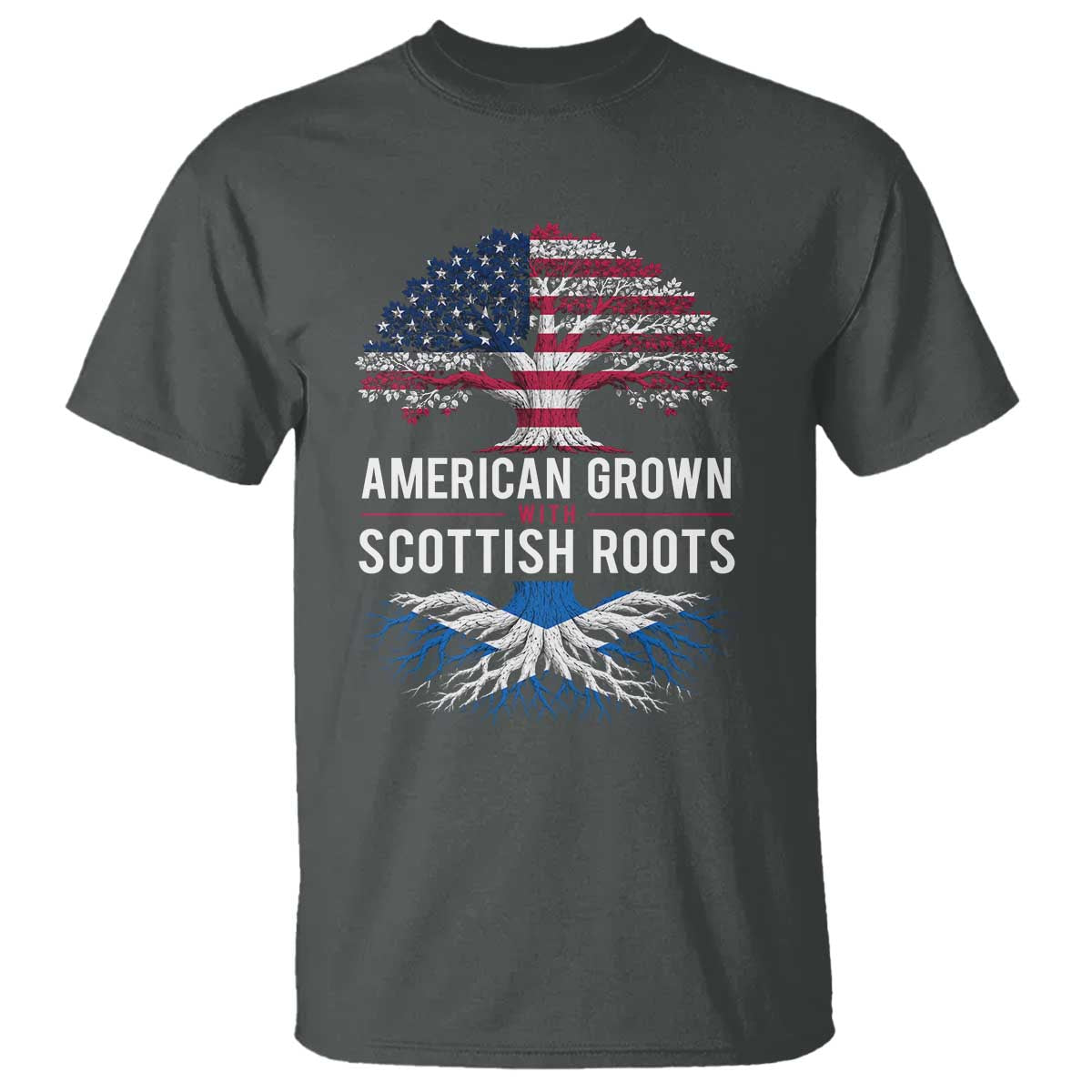 American Grown With Scottish Roots T Shirt Family Heritage USA Scotland Pride Gift