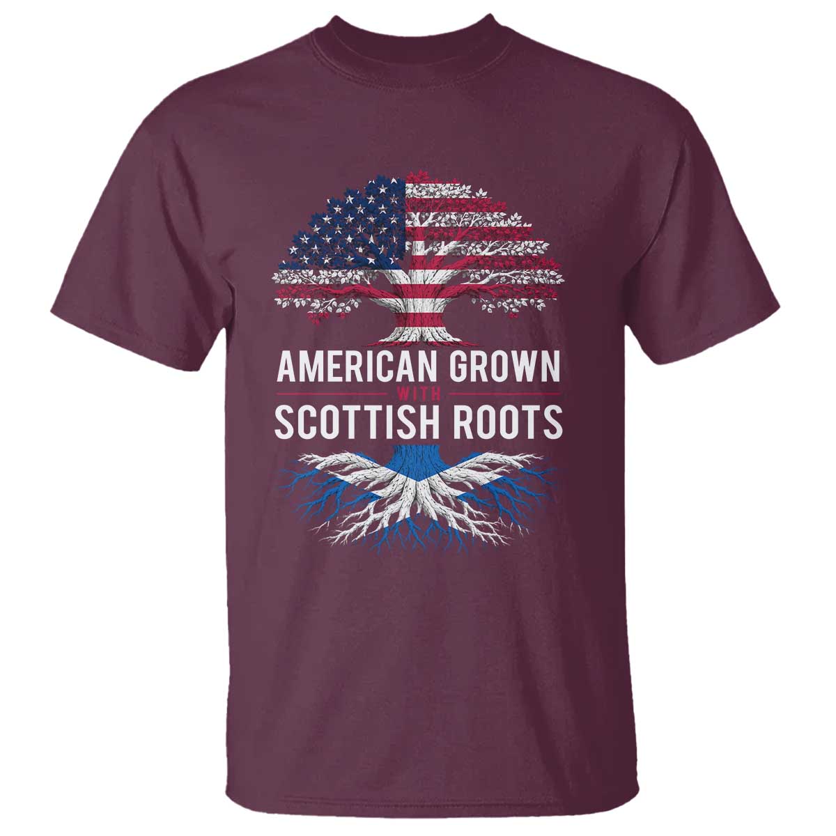 American Grown With Scottish Roots T Shirt Family Heritage USA Scotland Pride Gift