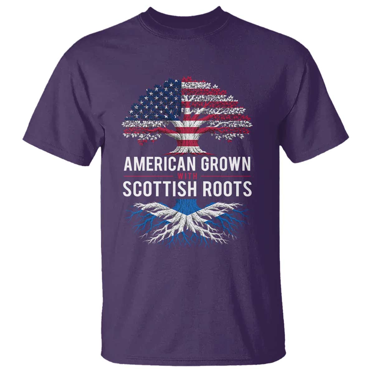 American Grown With Scottish Roots T Shirt Family Heritage USA Scotland Pride Gift