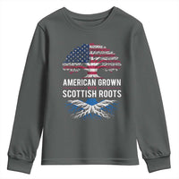 American Grown With Scottish Roots Youth Sweatshirt Family Heritage USA Scotland Pride Gift