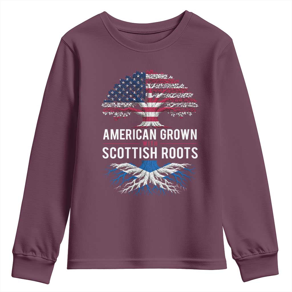 American Grown With Scottish Roots Youth Sweatshirt Family Heritage USA Scotland Pride Gift