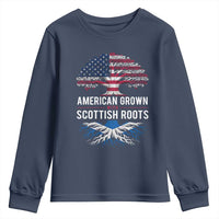 American Grown With Scottish Roots Youth Sweatshirt Family Heritage USA Scotland Pride Gift