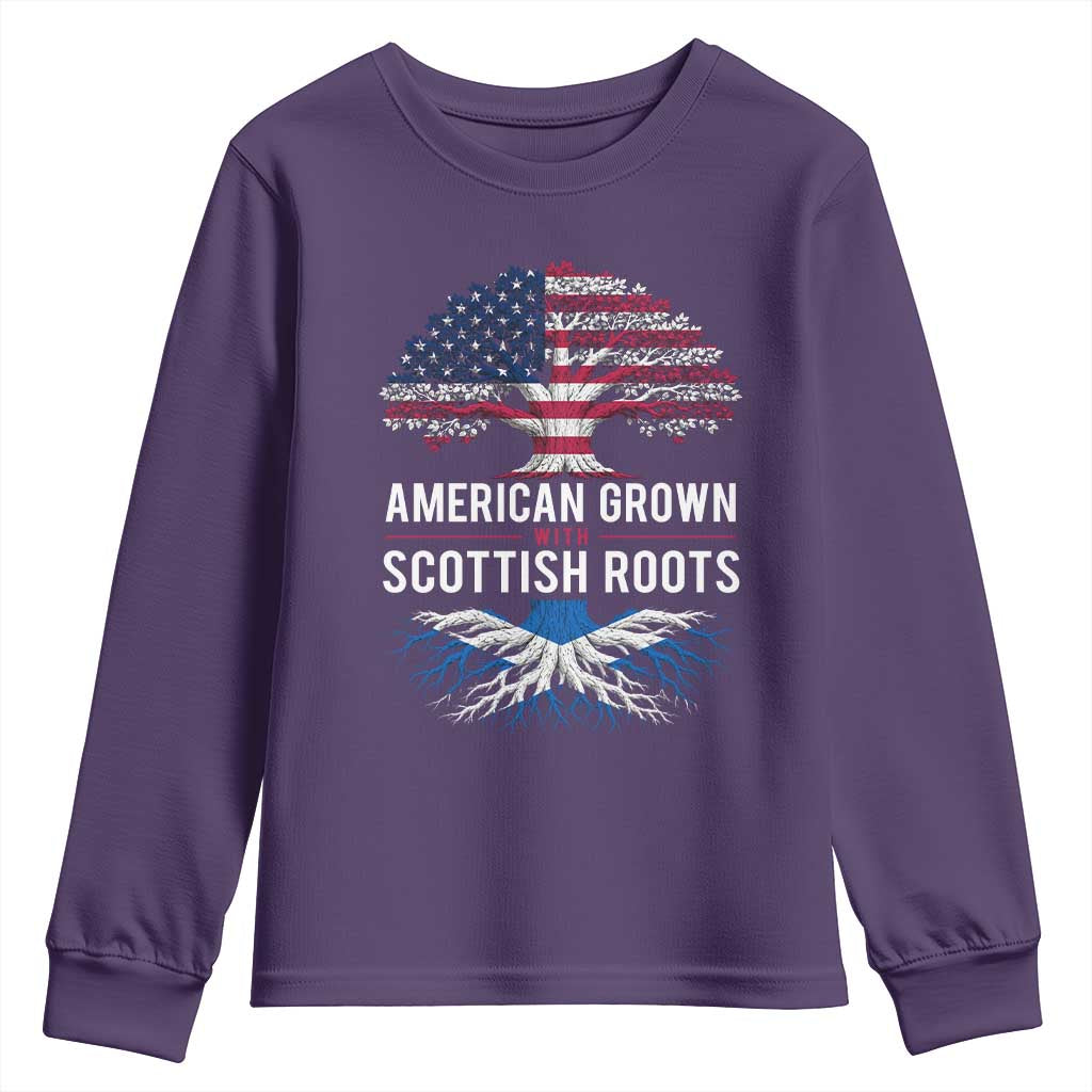 American Grown With Scottish Roots Youth Sweatshirt Family Heritage USA Scotland Pride Gift