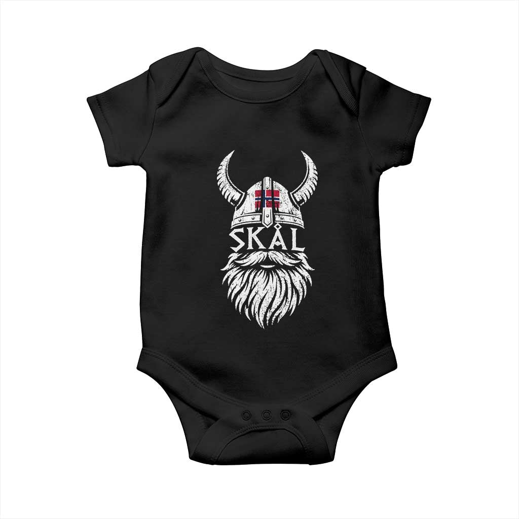 Skål Viking Norway Flag Baby Onesie Norwegian Cheer Vintage Norse Pride Graphic