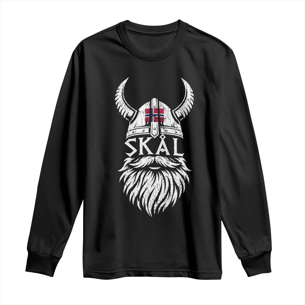 Skål Viking Norway Flag Long Sleeve Shirt Norwegian Cheer Vintage Norse Pride Graphic