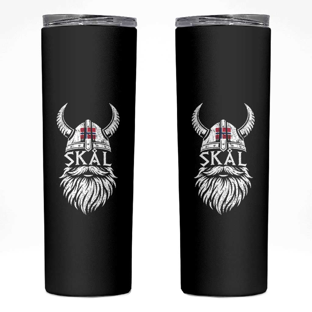 Skål Viking Norway Flag Skinny Tumbler Norwegian Cheer Vintage Norse Pride Graphic