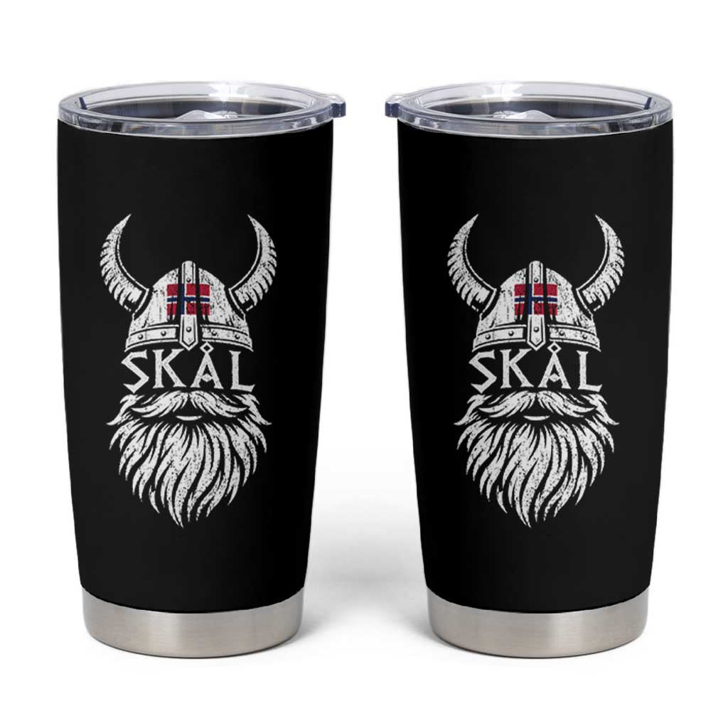 Skål Viking Norway Flag Tumbler Cup Norwegian Cheer Vintage Norse Pride Graphic