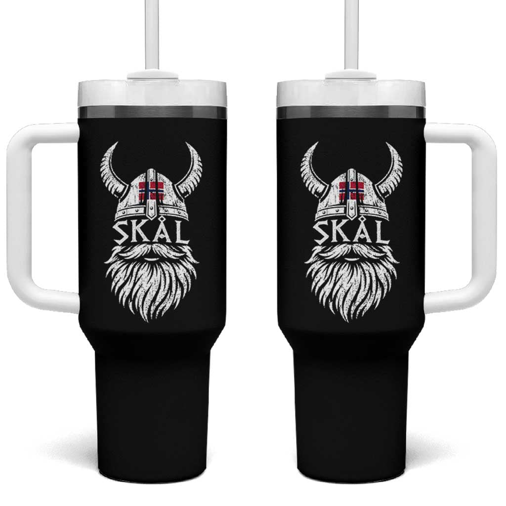 Skål Viking Norway Flag Tumbler With Handle Norwegian Cheer Vintage Norse Pride Graphic