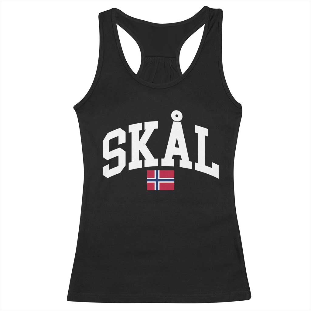 Skal Norwegian Sayings Racerback Tank Top Cheers in Norwegian Norway Viking Heritage Scandinavian Graphic