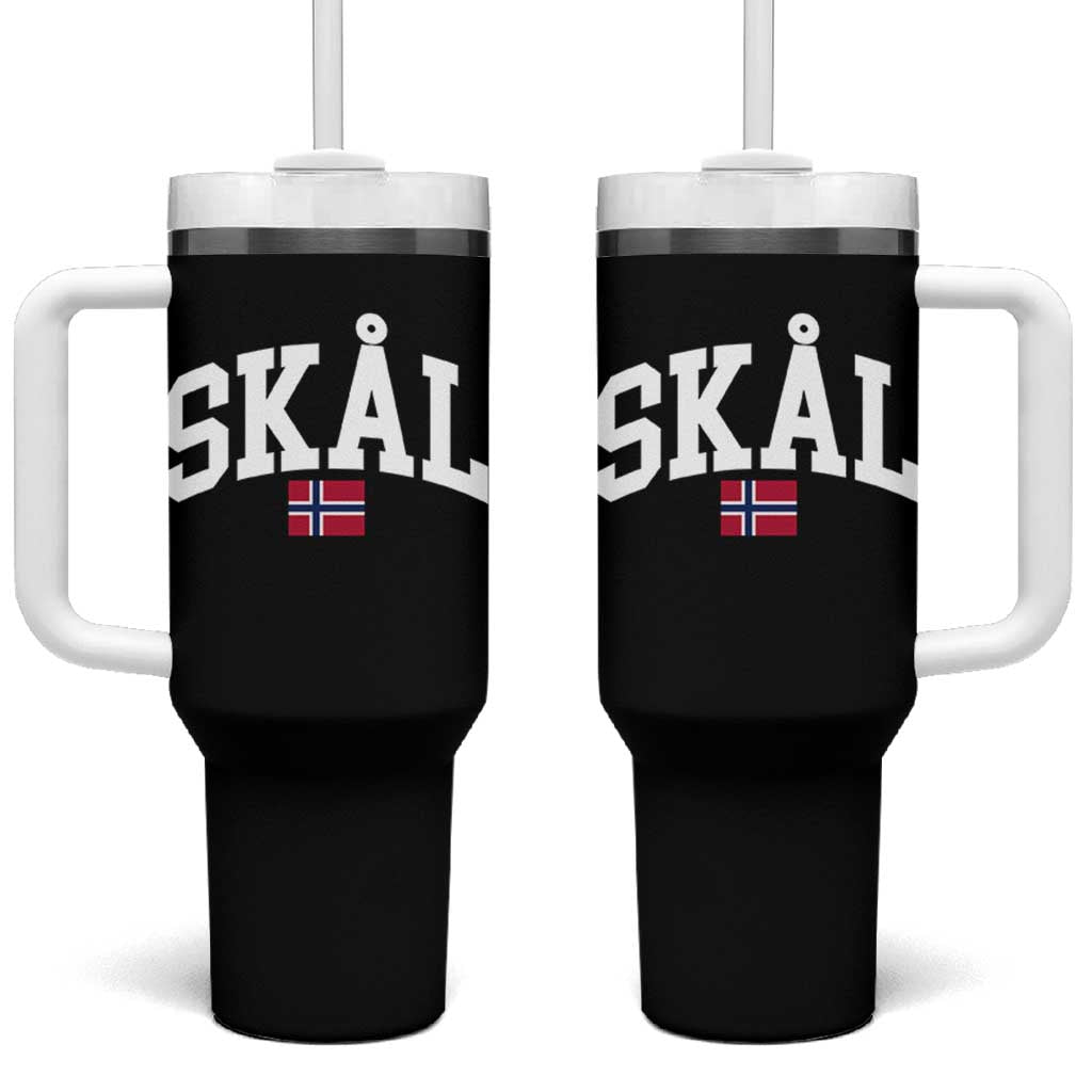 Skal Norwegian Sayings Tumbler With Handle Cheers in Norwegian Norway Viking Heritage Scandinavian Graphic