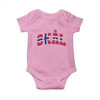 Skal Norway Flag Baby Onesie Vintage Cheers Norwegian Sayings Viking Heritage Scandinavian Graphic