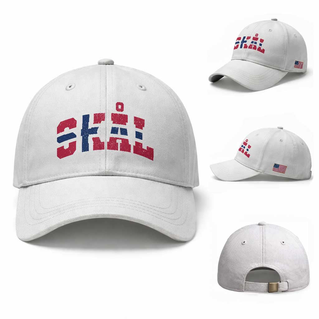 Skal Norway Flag Baseball Cap Vintage Cheers Norwegian Sayings Viking Heritage Scandinavian Graphic