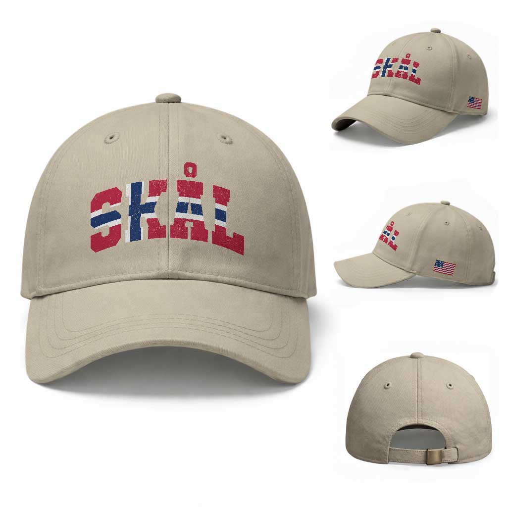 Skal Norway Flag Baseball Cap Vintage Cheers Norwegian Sayings Viking Heritage Scandinavian Graphic