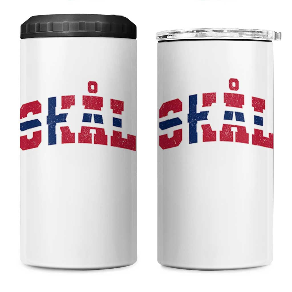 Skal Norway Flag 4 in 1 Can Cooler Tumbler Vintage Cheers Norwegian Sayings Viking Heritage Scandinavian Graphic