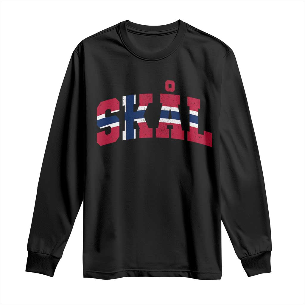 Skal Norway Flag Long Sleeve Shirt Vintage Cheers Norwegian Sayings Viking Heritage Scandinavian Graphic