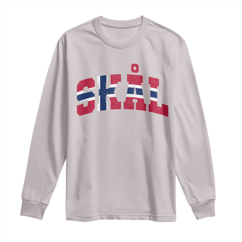 Skal Norway Flag Long Sleeve Shirt Vintage Cheers Norwegian Sayings Viking Heritage Scandinavian Graphic