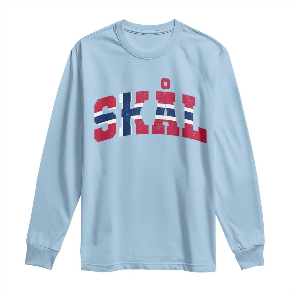 Skal Norway Flag Long Sleeve Shirt Vintage Cheers Norwegian Sayings Viking Heritage Scandinavian Graphic