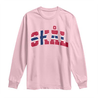 Skal Norway Flag Long Sleeve Shirt Vintage Cheers Norwegian Sayings Viking Heritage Scandinavian Graphic