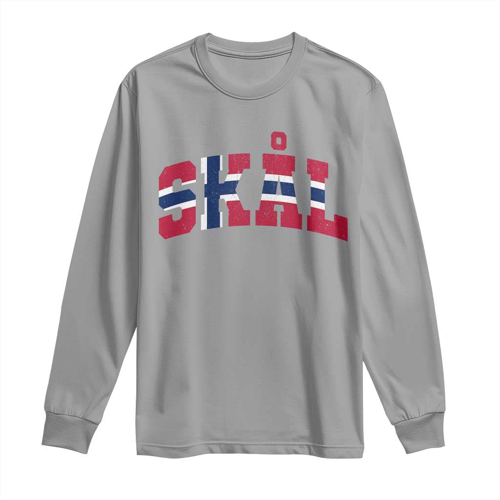 Skal Norway Flag Long Sleeve Shirt Vintage Cheers Norwegian Sayings Viking Heritage Scandinavian Graphic