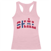 Skal Norway Flag Racerback Tank Top Vintage Cheers Norwegian Sayings Viking Heritage Scandinavian Graphic