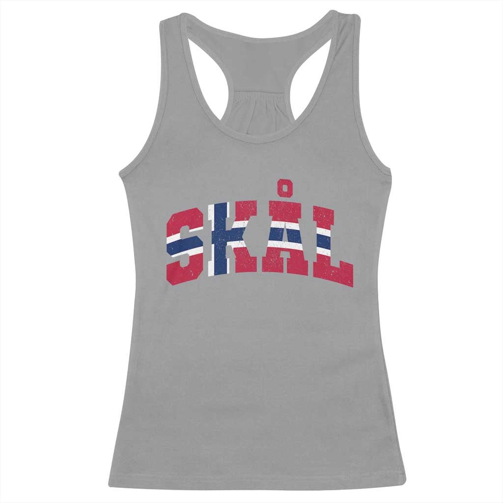 Skal Norway Flag Racerback Tank Top Vintage Cheers Norwegian Sayings Viking Heritage Scandinavian Graphic