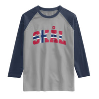 Skal Norway Flag Raglan Shirt Vintage Cheers Norwegian Sayings Viking Heritage Scandinavian Graphic