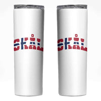 Skal Norway Flag Skinny Tumbler Vintage Cheers Norwegian Sayings Viking Heritage Scandinavian Graphic