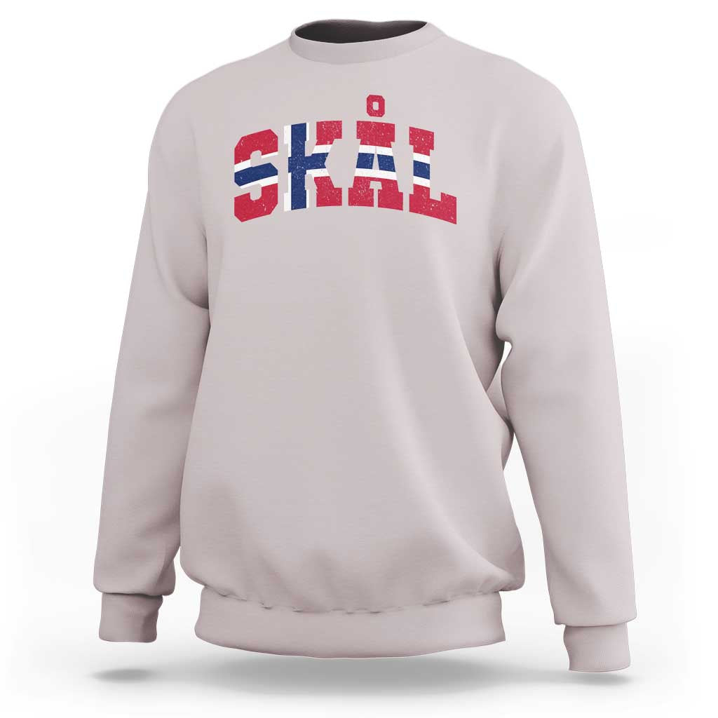 Skal Norway Flag Sweatshirt Vintage Cheers Norwegian Sayings Viking Heritage Scandinavian Graphic