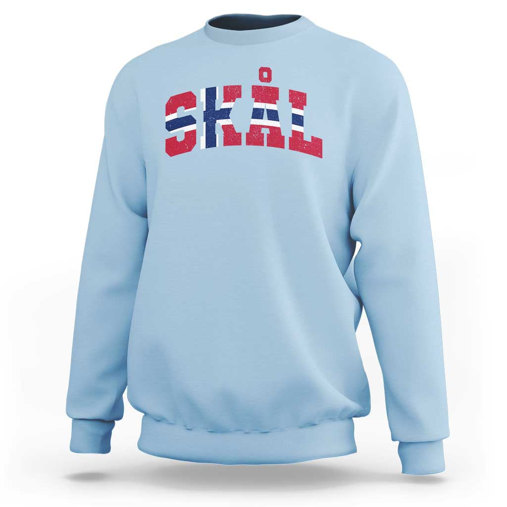 Skal Norway Flag Sweatshirt Vintage Cheers Norwegian Sayings Viking Heritage Scandinavian Graphic